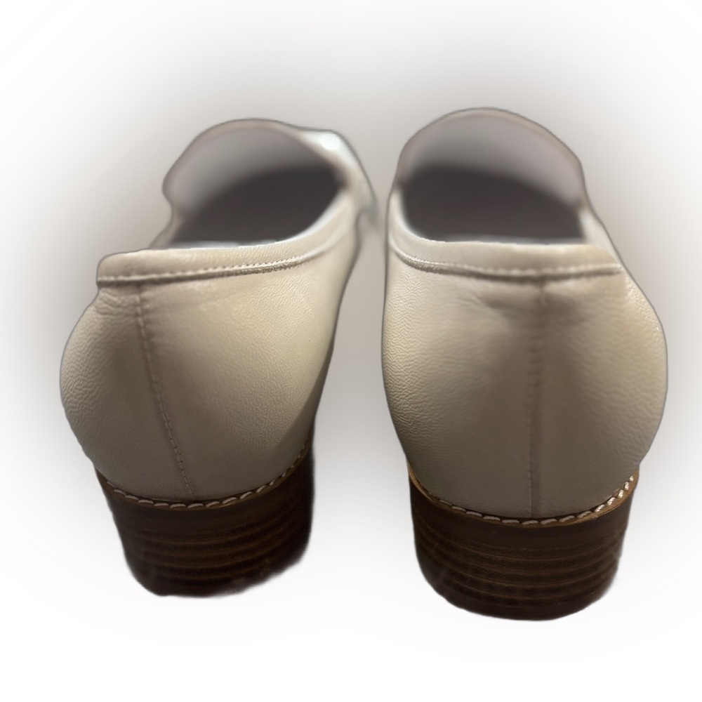 Mona Flying Ivory Leather Penny Loafers US 8 Italian Leather Quiet Luxury - Picture 8 of 9